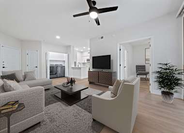 Furnished apartment living area shown at Haven at Midtown.